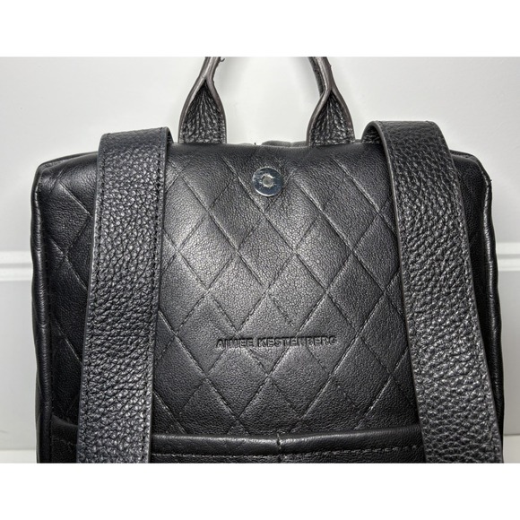 Aimee Kestenberg Tamitha Backpack Black Soft Leather Sling Bag Diamond Chic Edgy - Picture 4 of 12